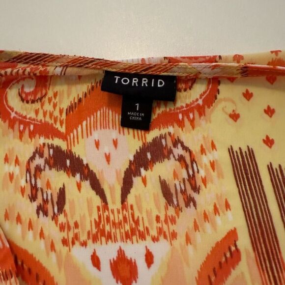 Torrid Smocked Chiffon Babydoll Three Quarter Sleeve Top Sz 1X - Picture 6 of 12